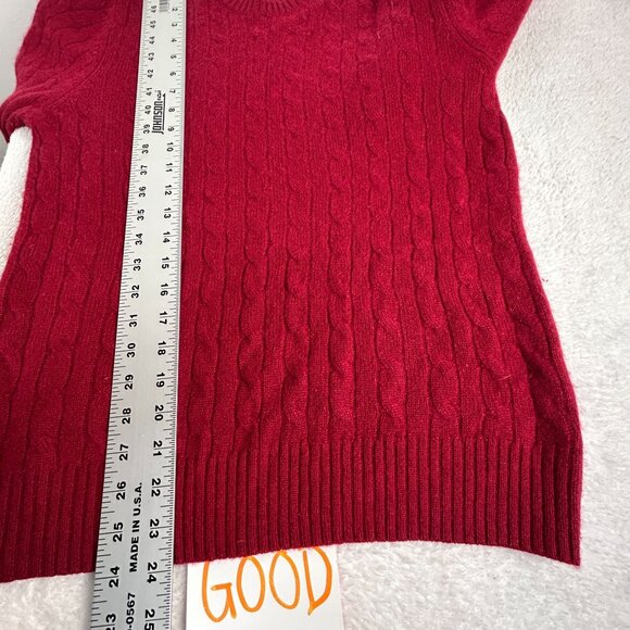 Allen Solly Womens Red Cable Knit Sweater Small 100% 2 Ply Cashmere Crew Neck - Picture 7 of 8
